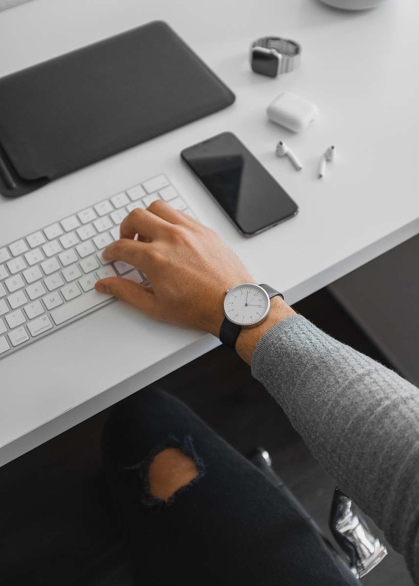 computer keyboard person wearing watch keyboard